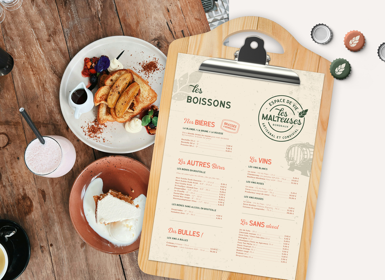 Creation d'une carte des boissons pour une brasserie artisanale française.